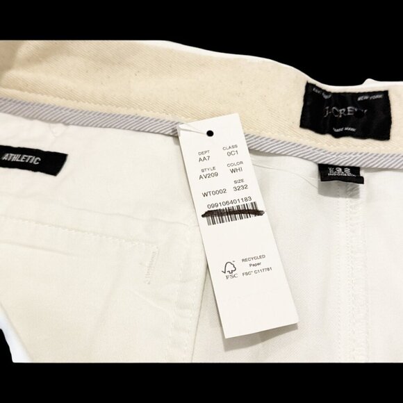 J. Crew Men's Athletic Tapered Fit Stretch Chino Pant White Size 32 x 32 NWT - Picture 5 of 6